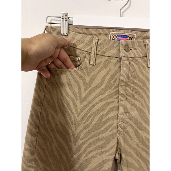 Mother Jeans Tan The Looker Fray Sweet Stripes Skinny Raw Hem Size 27 - Picture 5 of 12